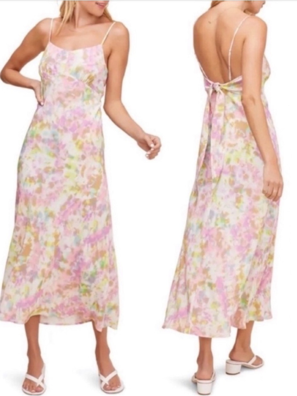 Anthropologie ASTR The Label Pink Tie Dye Slip Midi Dress Large Boho NWT